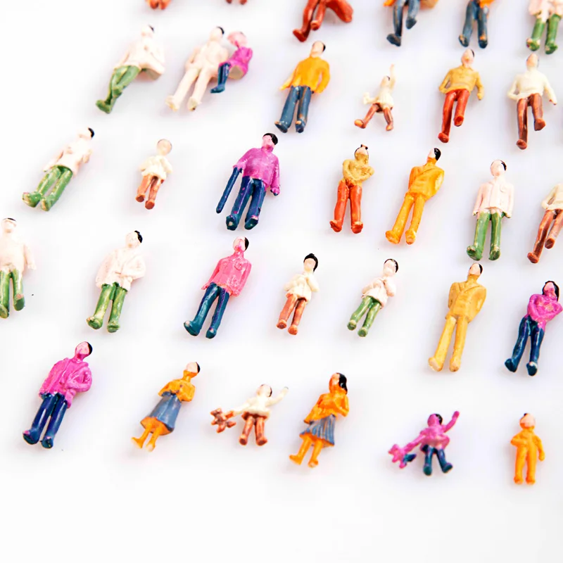 

100Pcs Painted Model People HO Scale 1:100 Building Layout Model People Train Painted Figure Passenger