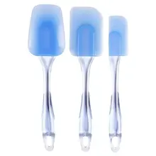 Силиконовая лопатка легкая гибкая термостойкая маленькая шеф-повара пластика, силикона, резины лопатка-скребок, набор из 3 предметов(прозрачный синий
