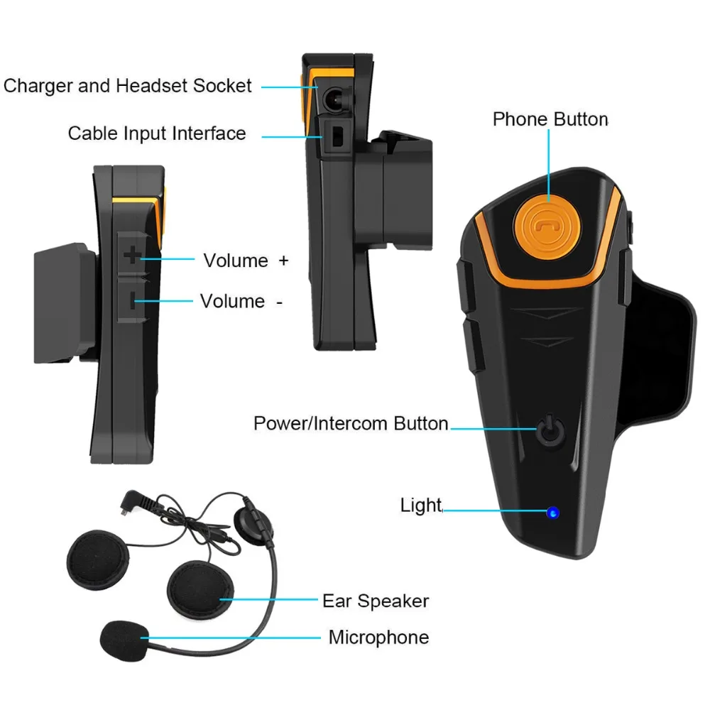 Оригинальный BT S2 Pro moto rcycle Шлем Интерком IPX7 водонепроницаемый FM 1000 м мото bluetooth
