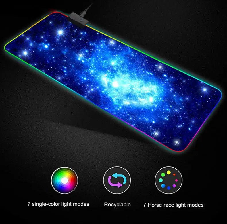 BEESCLOVER Super Large RGB LED Light USB Game Mouse Pad Natural Rubber