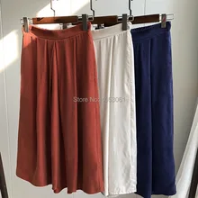 Стильная юбка миди Cupro с эластичной резинкой на талии- Весенняя женская юбка цвета ржавчины красный/бежевый/темно-синий