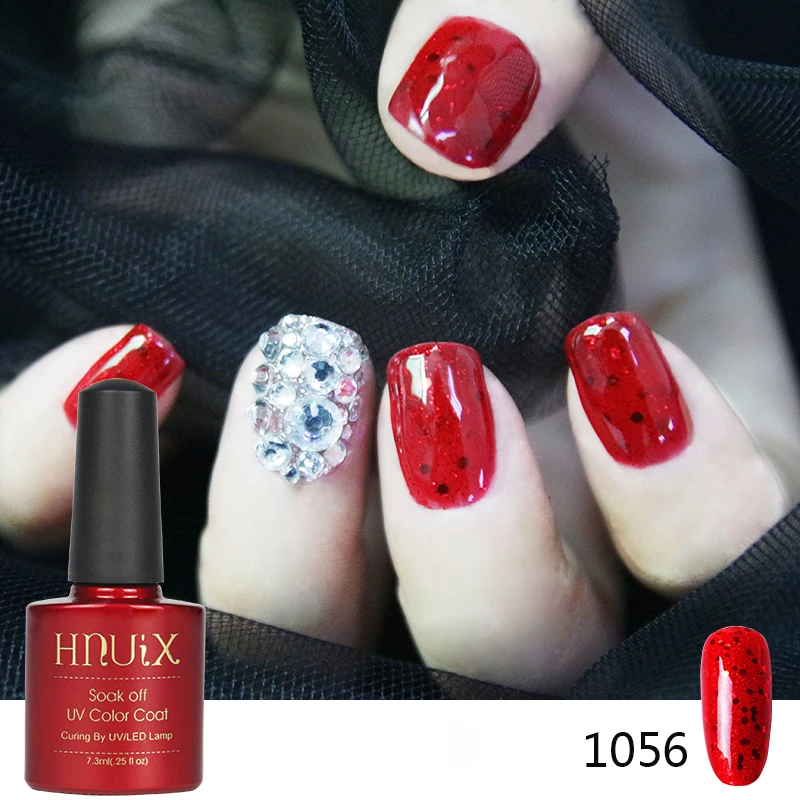 HNUIX красный Гель-лак для украшения ногтей УФ Гель-лак для ногтей led с блестящими блестками красного цвета 7,3 мл