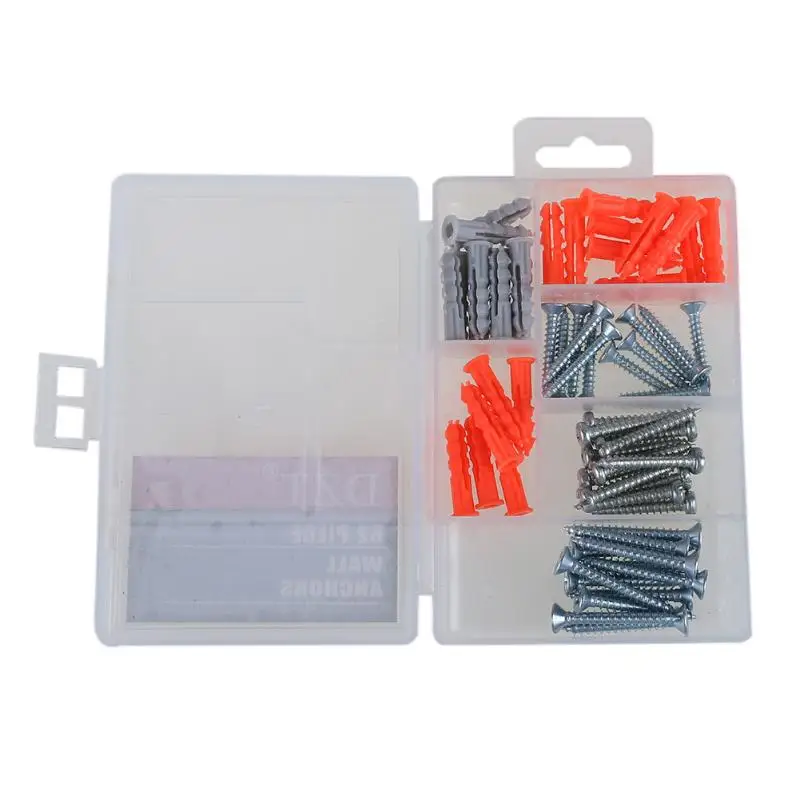 

62pcs/pack Wall Anchors Expansion Screw Small Screws Hardware Clear Wall Screw Nylon Expansion Tube With Hex Nuts Assortment Kit