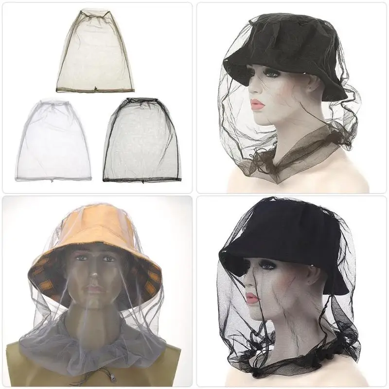

Beekeeping Midge Mosquito Insect Hat Portable Bug Cap Mesh Head Face Protector Travel Camping Hats Net with Storage Bag