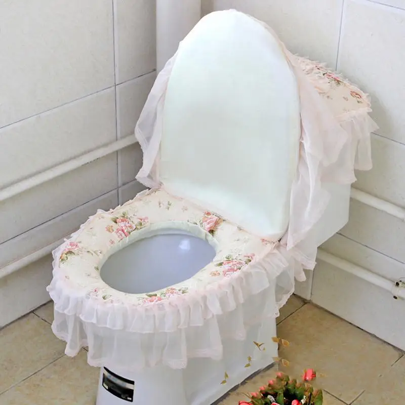 

Lace Toilet Cover Three-piece Toilet Dust Cover Thickened Toilet Seat Home Toilet Seat Home Bathroom Supplies Set