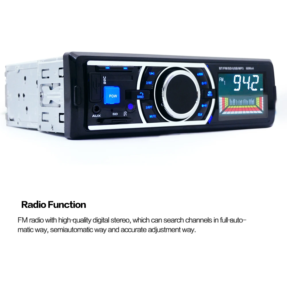 12 V Авто magnitol автомобиля Bluetooth стереонаушники вкладыш MP3 плеер 60 Вт * 4 FM радио Aux