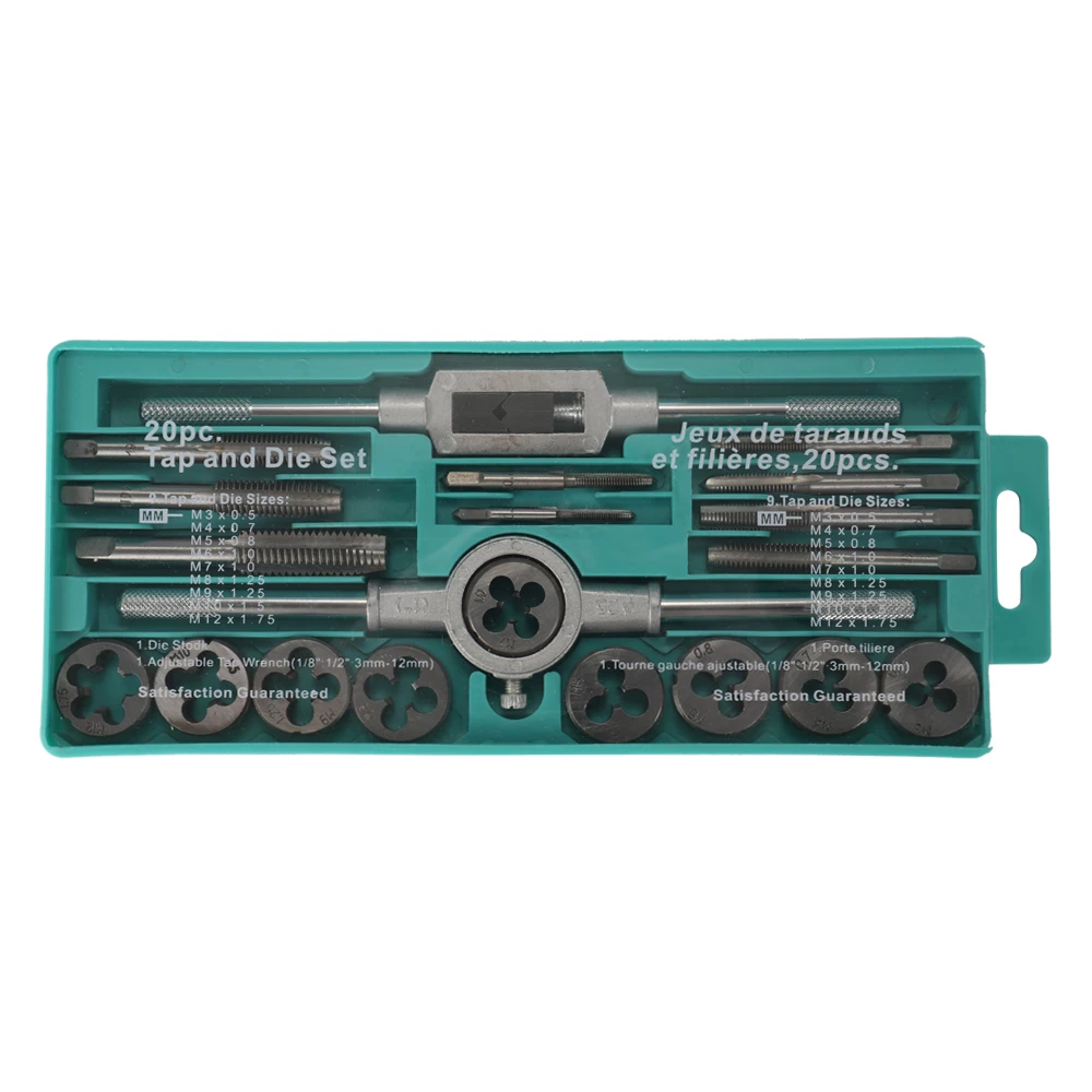 

Alloy Steel Tap and Die Set with Adjustable Wrench Twisted Hand Tools Hands Screw Taps