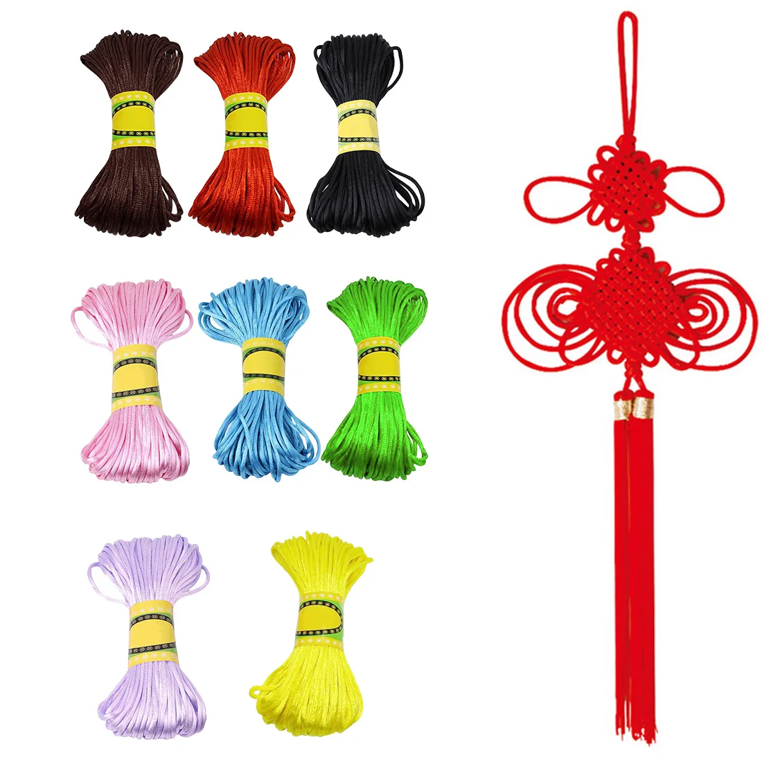 

DIY Chinese Knot Cord Soft Satin Rattail Silk Cord For DIY Handicraft Tool Hand Stitching Thread