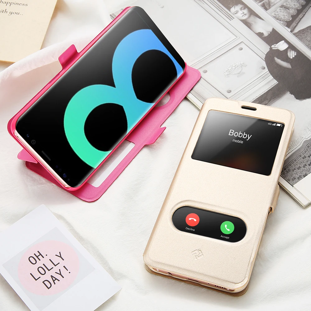 

KISSCASE Flip Phone Case For Samsung Galaxy S8 S7 S6 Edge S5 S4 S3 PU Window Buckle Case For Samsung A3 J5 J7 A5 note9 5 4 Coque