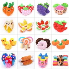 Dog Cat Chew Squeaker Squeaky Plush Sound Fruits Vegetables Feeding Dog Toys Carrot Banana Jouets Pour Chien WXBE