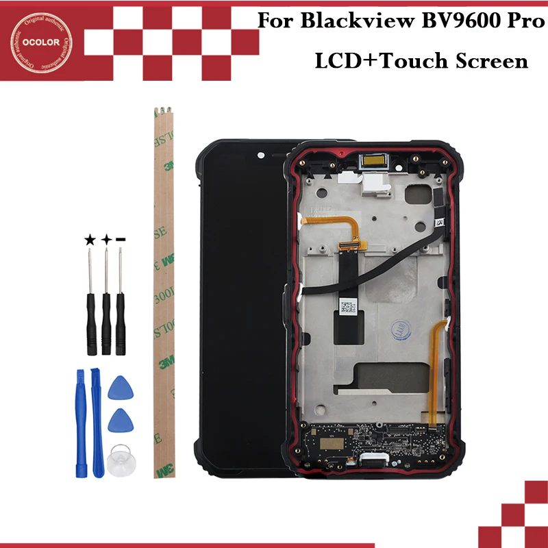 

ocolor For Blackview BV9600 LCD Display And Touch Screen +Frame +Film +Fingerprint Sensor Button +Tools For Blackview BV9600 Pro