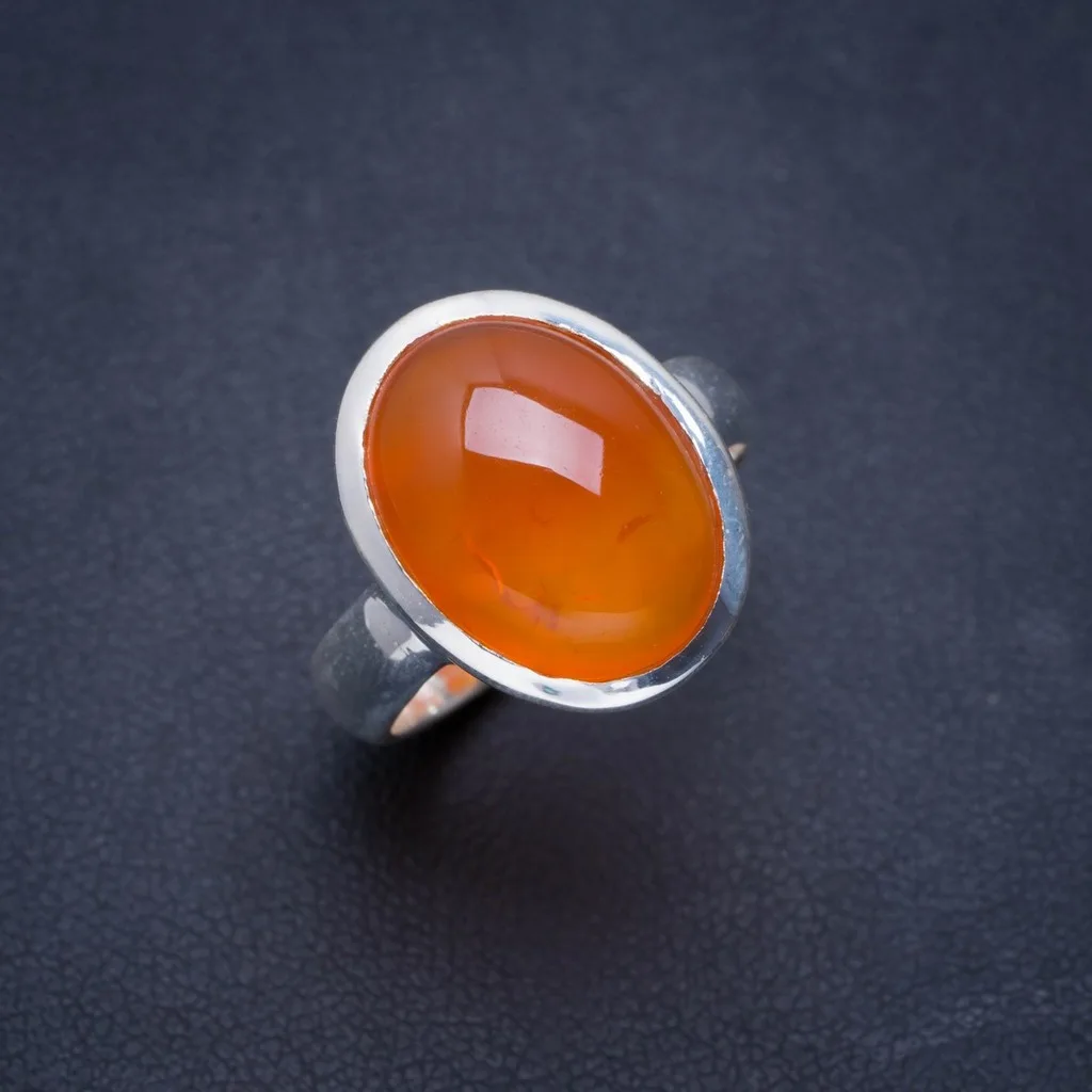 

Natural Carnelian Handmade Unique 925 Sterling Silver Ring 7.5 A1028