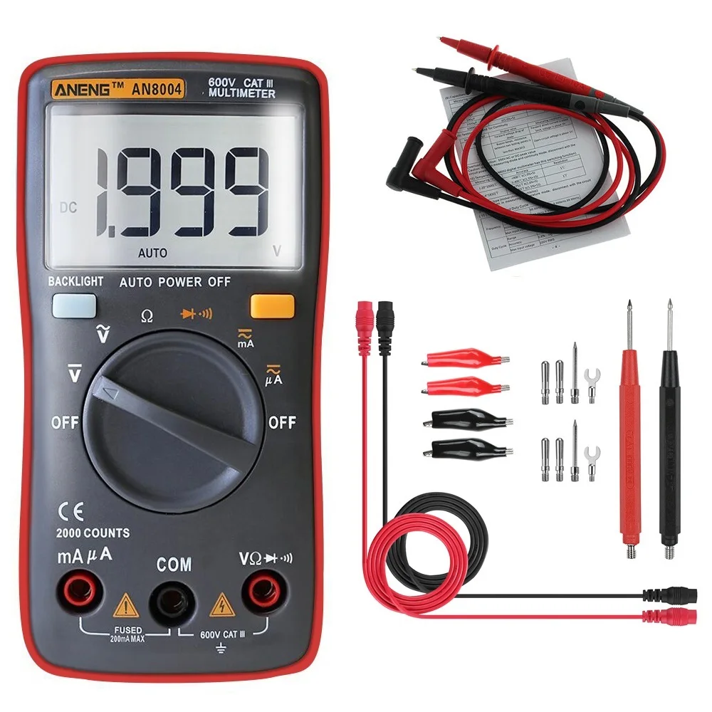 

Auto Range Digital 2000 Counts Multimeter AC/DC Ammeter Voltmeter Resistance Frequency Capacitance Meter Temperature Measurement