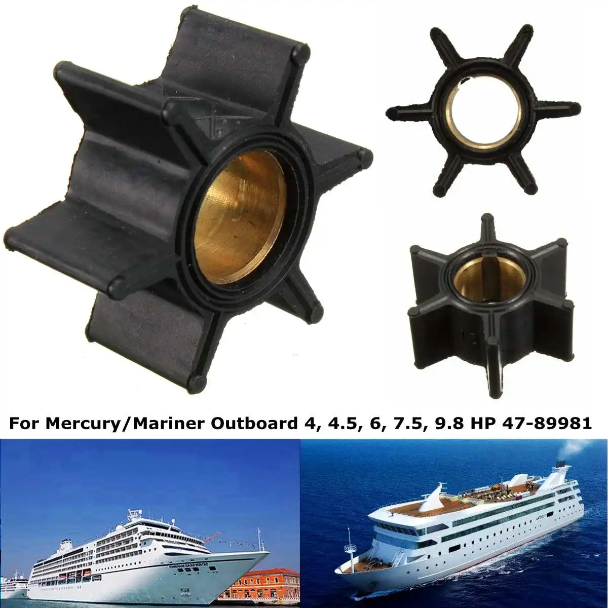 

HP 47-89981 47-65957 18-3039 for Mercury/Mariner Outboard 4, 4.5, 6, 7.5, 9.8 Outboard Motor Quicksilver Water Pump Impeller