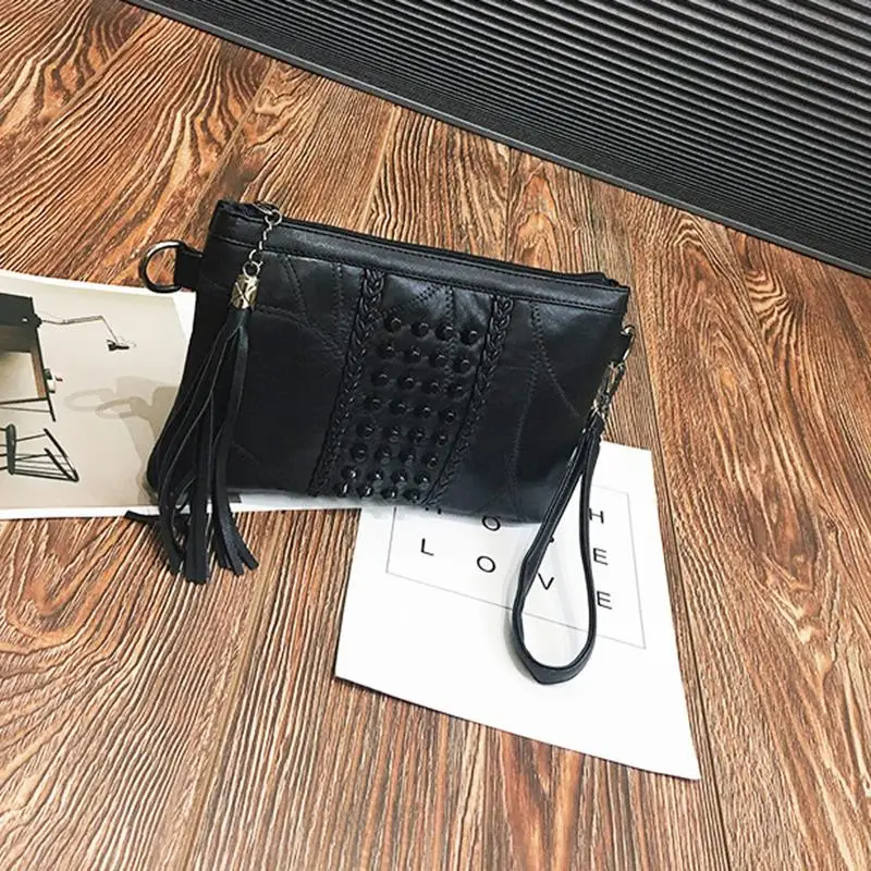 

Women Shoulder Bags Rivet Tassel Punk Woman Soft Bag Handbags
