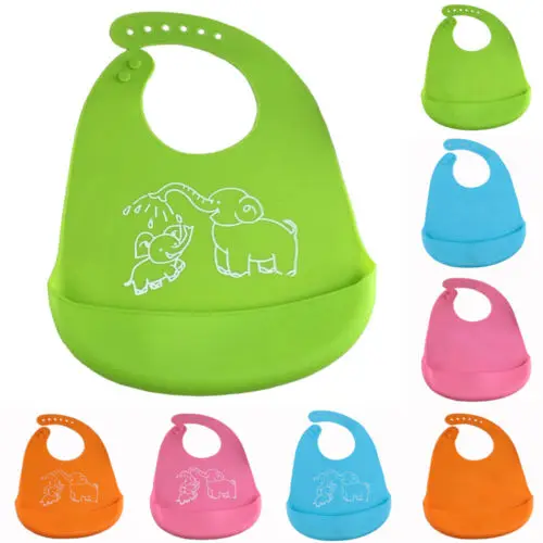 

New Waterproof Silicone Roll Up Feeding Baby Bib Crumb Catcher Washable BPA Free