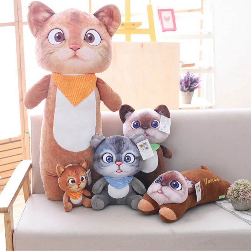 

Cats Plush Toys Cute Soft 3D Real Life Stuffed Dolls Sofa Pillow Cushion Cross Eyed Cat Dolls Children Gifts