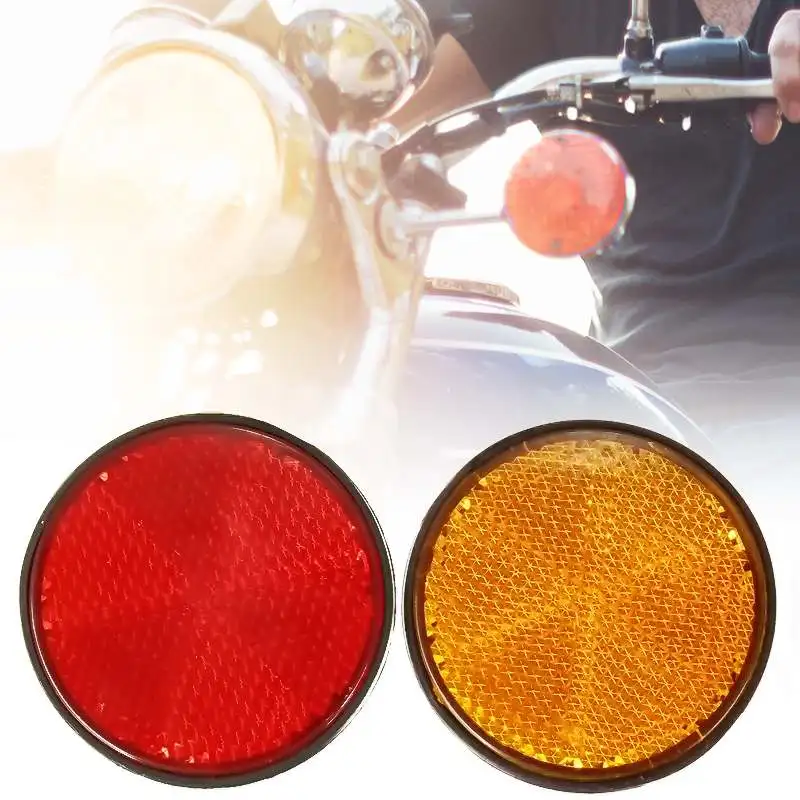 

2Pcs 2inch Universal Bolt Number Plate Round Reflector Red Orange Color For Motorcycle Atv Scooter Dirt Bike