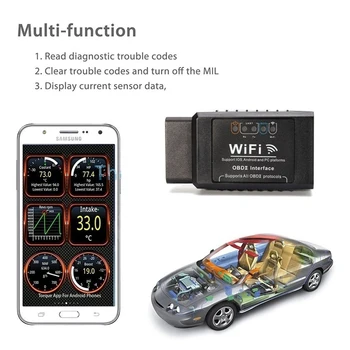 

WIFI ELM327 Supports Android Apple Dual System OBD2 Car Detector (Black Pp Bag Packaging)