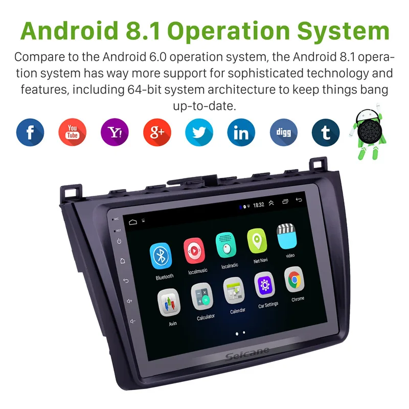  Seicane 9 Inch 2DIN WIFI Bluetooth WIFI GPS Navigation Car Radio Android 8.1 Multimedia Player For 