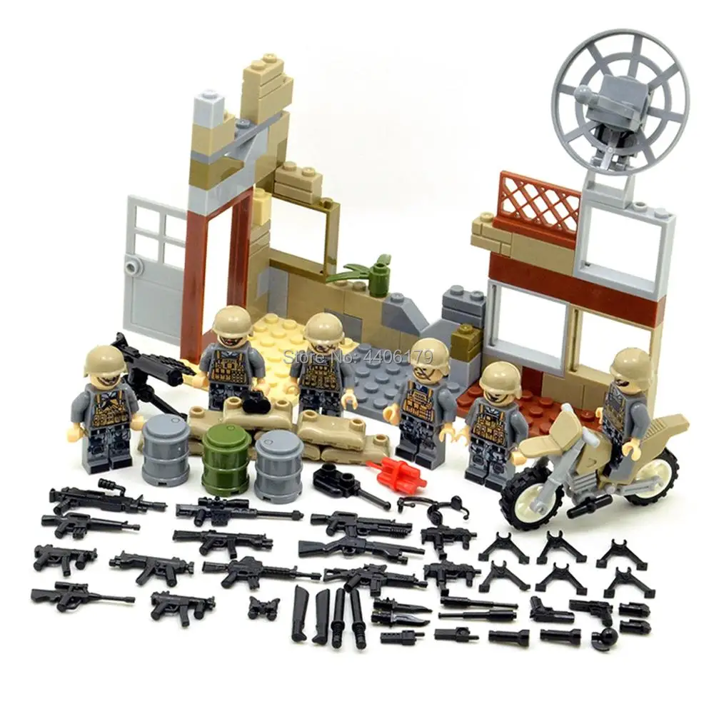 

hot LegoINGlys military WW2 Red Sea Special forces Landing battle Building Blocks mini army figures weapons gun bricks toys gift