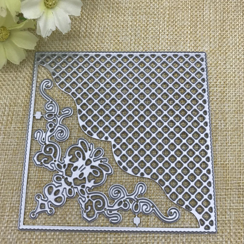 

DIY Metal Cutting Dies Stencils Grid Background Square Frame for Scrapbooking DIY Paper Cards Photo Album Decorative Embossing