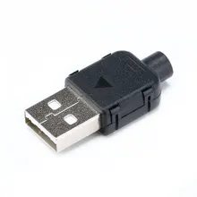 10 наборы для ухода за кожей DIY USB 2,0 разъем Тип штекера A входящий штекер USB 4 Pin разъем с черной Пластик Крышка для соединения в режиме передачи данных