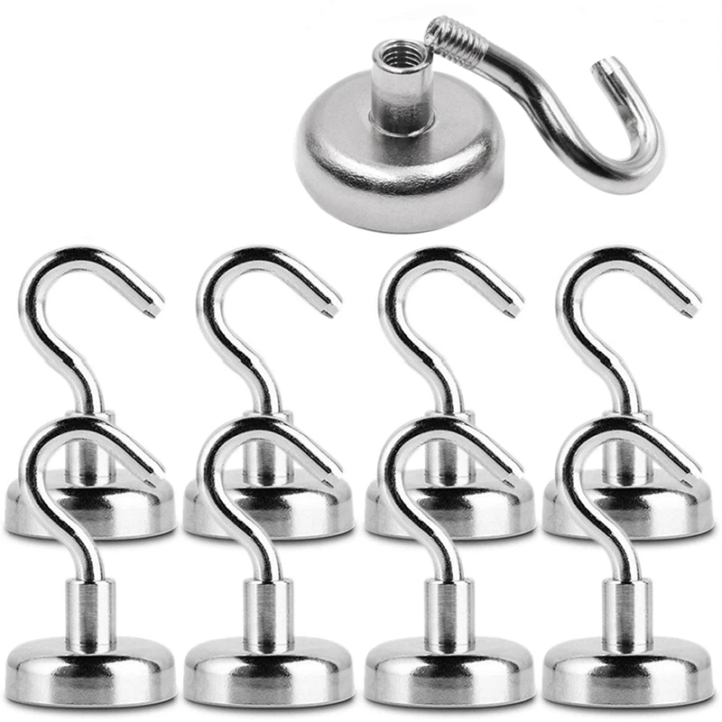 

Heavy Duty Magnetic Hooks, Strong Neodymium Magnet Hook For Home, Kitchen, Workplace, Office And Garage, Hold Up To 42 Pounds,