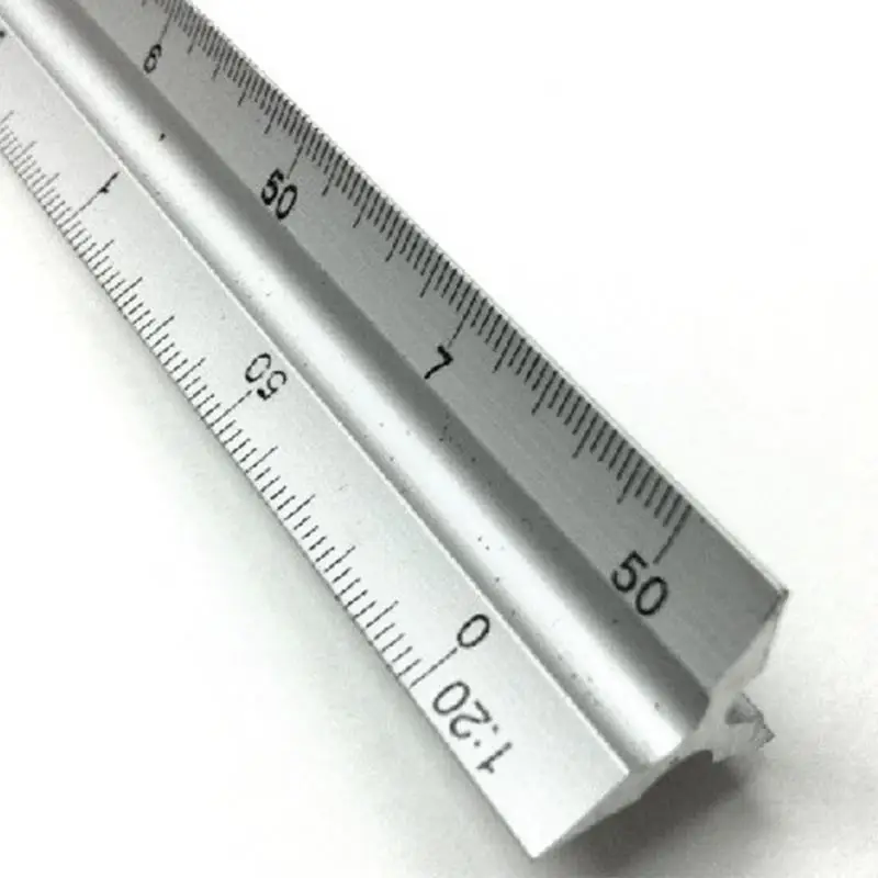

30cm Silver Aluminum Alloy Triangle Technical Scale Accurate Clear Ruler Architect Engineer 30*2cm