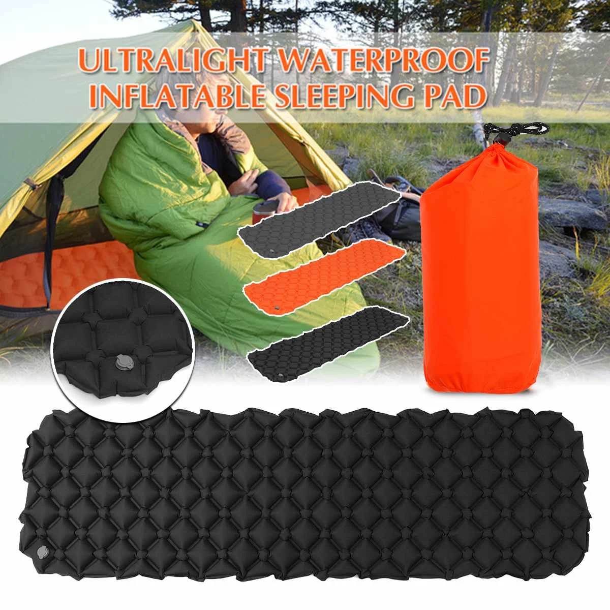 

Inflatable Sleeping Pad Portable 40D TPU Mattress Outdoor Camping Mat Cushion Compact Traveling Hiking Mountainee Comfortable