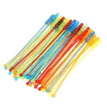 Agitateur de boissons réutilisables pour le café, le jus, le vin, couleur aléatoire, 50 pièces en acrylique, perles rondes colorées