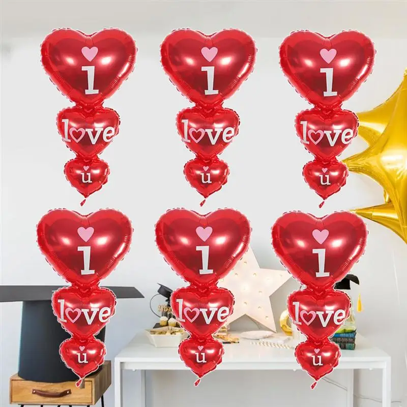 

6pcs Foil Balloons Small Romantic Decor Balloon Heart Balloon Beautiful Balloon For Party Engagement Wedding