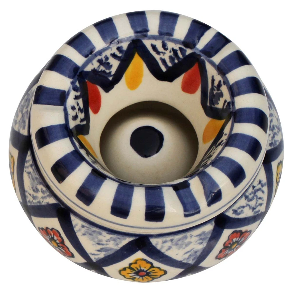 Benzara Ceramic Ashtray With 3 Cigarette Holder Slots Multicolor | Дом и сад