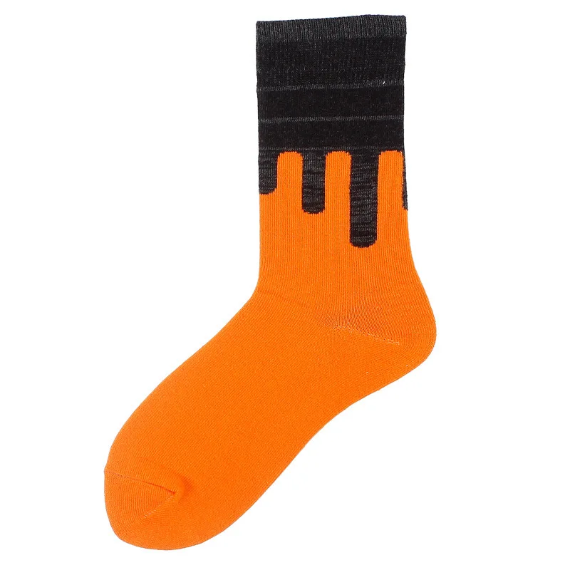 Женские хлопковые носки, носки для влюбленных, оранжевые, желтые, цветные носки с абстрактным рисунком, забавные, Мультяшные, повседневные, женские носки в горошек