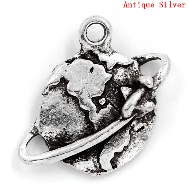 Lovely Charm Pendants Globe Antique Silver 20x18mm,50PCs (B23895)