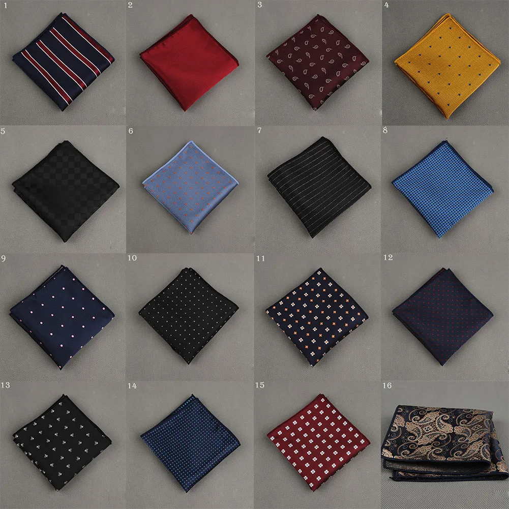 Men Handkerchief Polka Dot Striped Polyester Business Pocket Square Chest Towel
