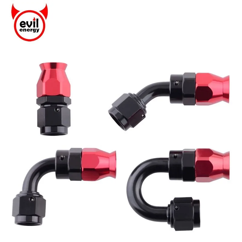 

evil energy 4 AN Aluminum 0/45/90/180 Degree Swivel PTFE Hose End For PTFE Oil Fuel Line E85 AN4 Hose End Adapter