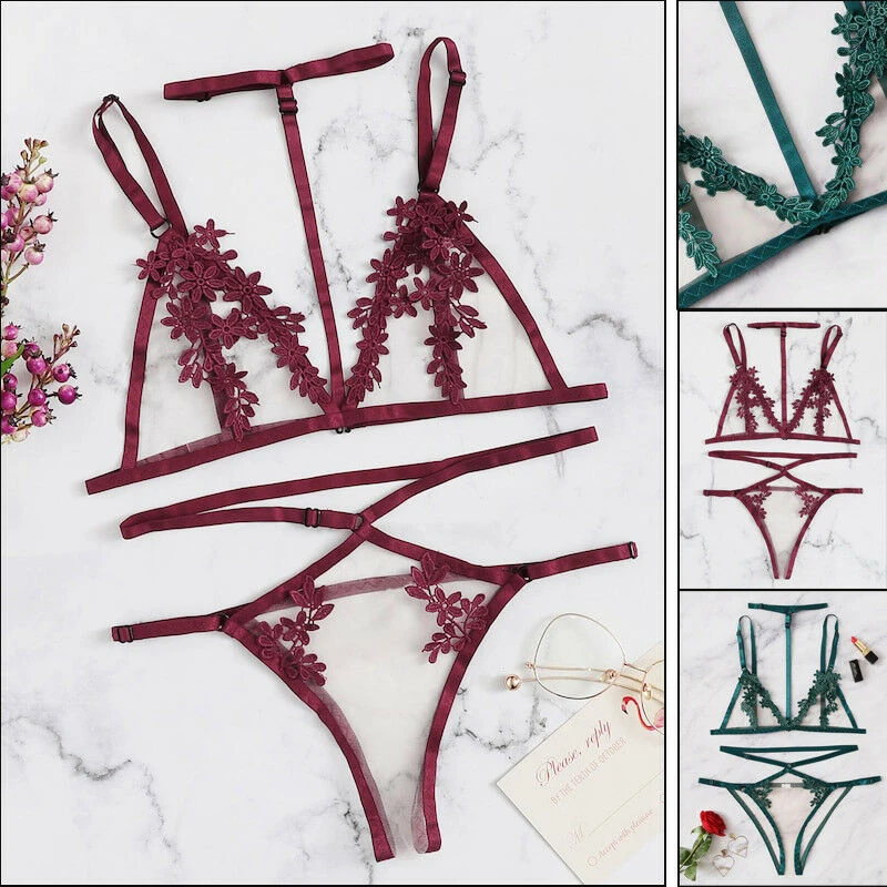 

New Women Sexy Lingerie Lace Bra+G-string Thong Sets Female Undrwear Sets Babydoll Sleepwear Underwear Nightwear Exotic Sets