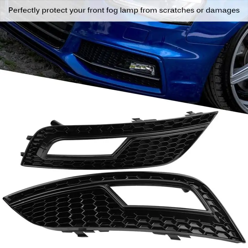 

2pcs for RS4 Style Glossy Black Front Bumper Fog Light Lamp Grilles for Audi A4 B8.5 2013 2014 2015 2016 Car Styling