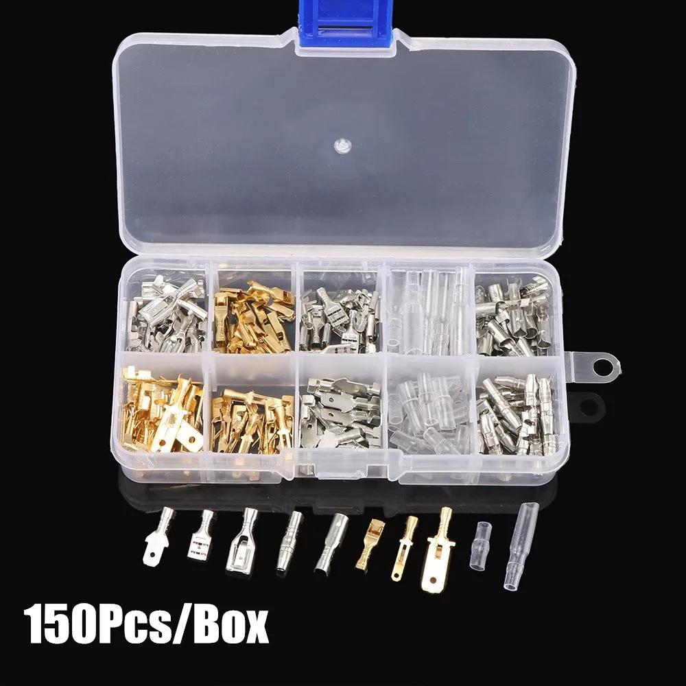 

150pcs Male Female Car Spade Connector Splice Crimp Wire Terminals for Motorcycle Bike Car 6.3MM 2.8MM 4.8MM 4.0MM Terminal