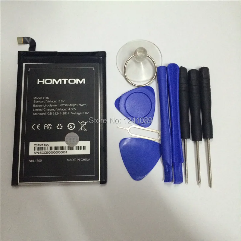 

Mobile phone battery HOMTOM HT6 battery 6250mAh Gift dismantling tools Long standby time HOMTOM Mobile Accessories