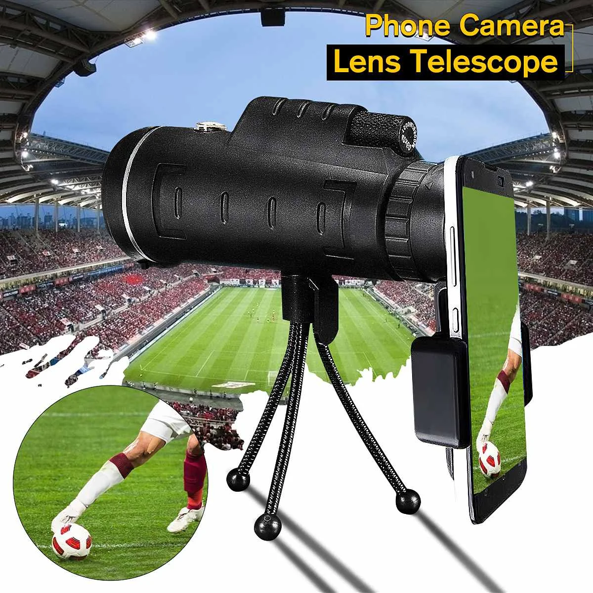 

NEW 40X60 Monocular BAK4 Monocular Telescope HD Vision Prism Scope With Phone Clip Tripod for Outdoor Activities