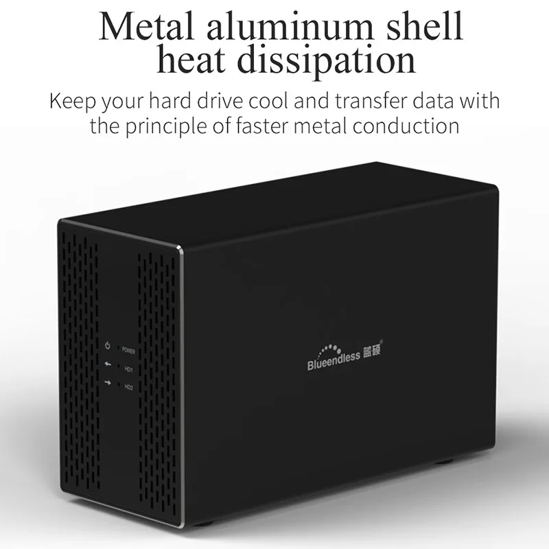 Bluedendless 3,5 pulgadas de disco duro Array Raid Dual Bay Hdd Raid de datos de apoyo 2X10Tb Drive enchufe de la UE - 2