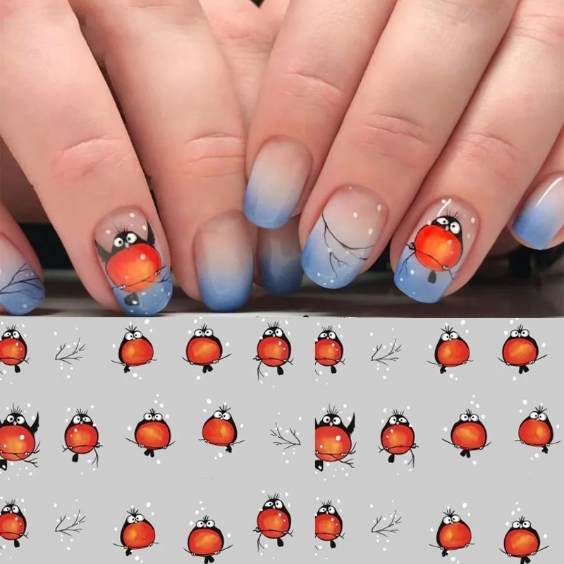 

2 Sheets Snegirami Nail Stickers Spring Fly Snegiri Bird Nail Art Sticker Decals Nail Manicure Decoration