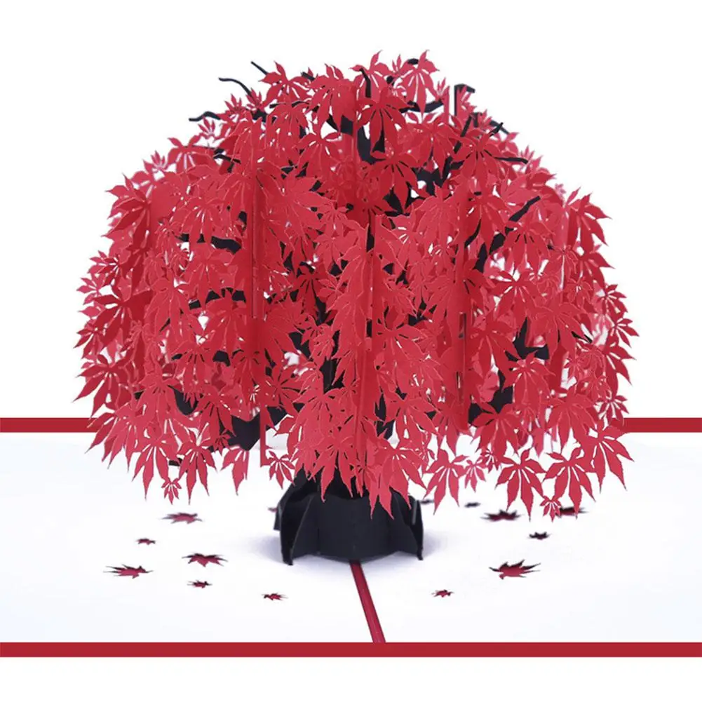  LanLan 3D Maple Greeting Card Paper Silhouette for Birthday Blessing Wedding Invitations - 32999724855