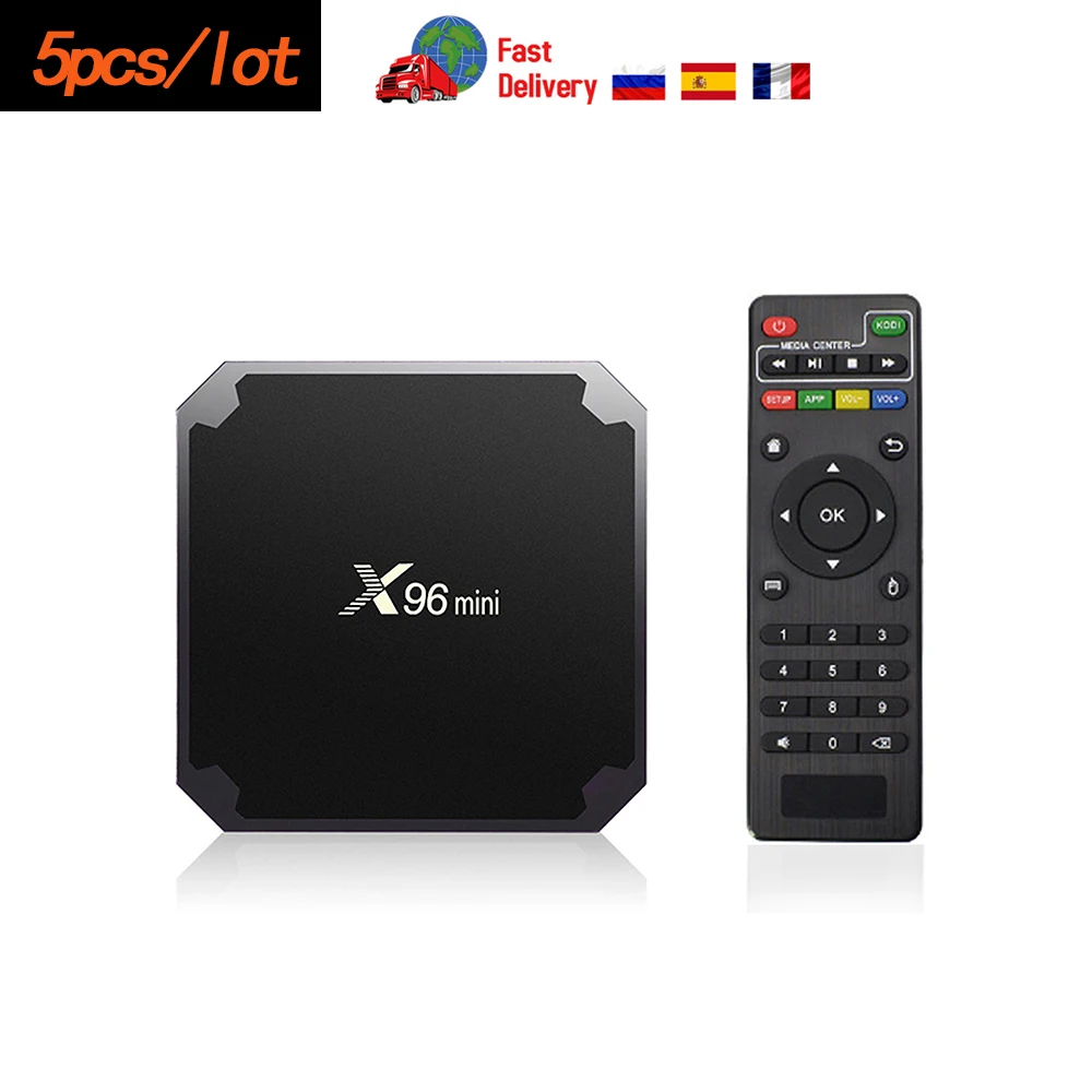 

5pcs Lot X96mini Android 7.1 Smart TV Box Amlogic S905W Quad Core DDR3 2GB 16GB 4K X96 MINI Wifi 2.4G Media Set-Top Box 1GB 8GB