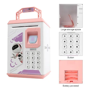 

For Kids Birthday Gift 2019 New Creative Fingerprint Electronic Piggy Bank ATM Password Money Box Cash Coin Saving Box