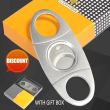 COHIBA Cigar Cutter Brand New In Acciaio Inox Metal Classico Cigar Cutter Ghigliottina Con Il Contenitore di Regalo Di Natale Cigar Forbici Regalo