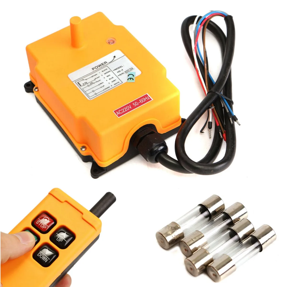 

220V AC HS-4 Crane Remote Control Button Switch System Hoist Crane Truck Radio Remote Control Push Switch