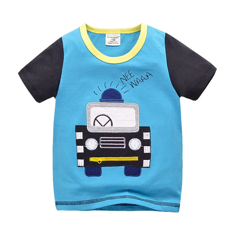 Summer Boys Shirts Cotton Children T-shirts Cute Cartoon Print Tops For Girl Short Sleeve Kids Blouse Toddler Tees Baby Clothing